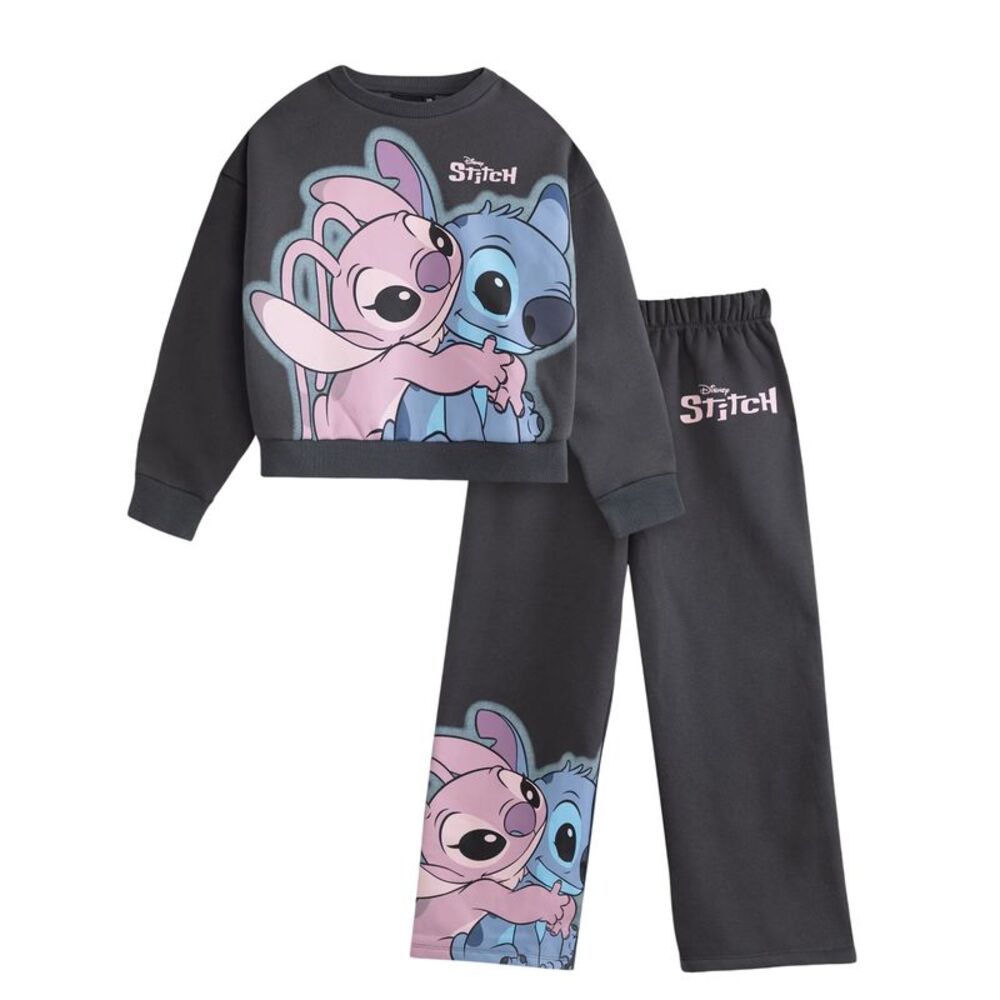 Lilo & Stitch Girls Angel Sweatshirt & Jogging Bottoms Set / Dark Grey